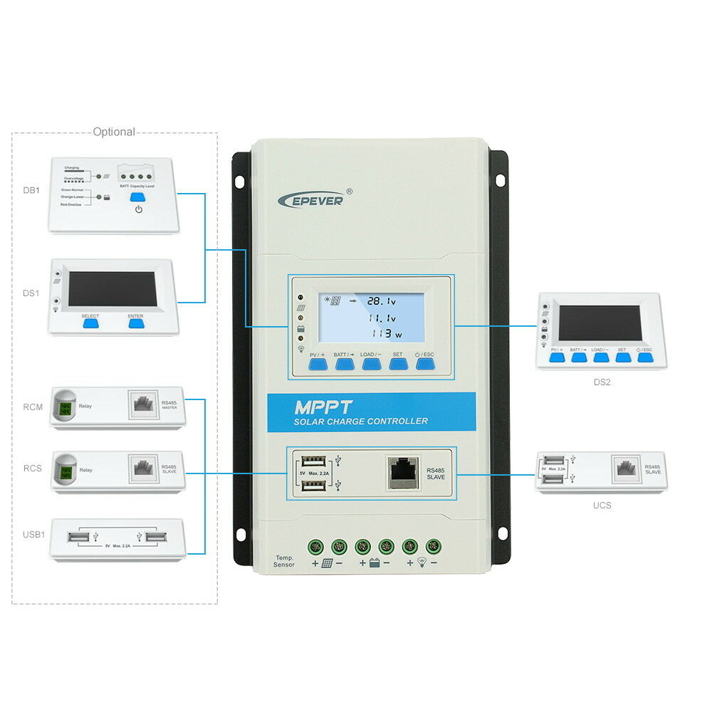 Powmr EPEVER TRIRON 20A 30A 40A MPPT太阳能控制器 DS2基础模块+UCS接口模块