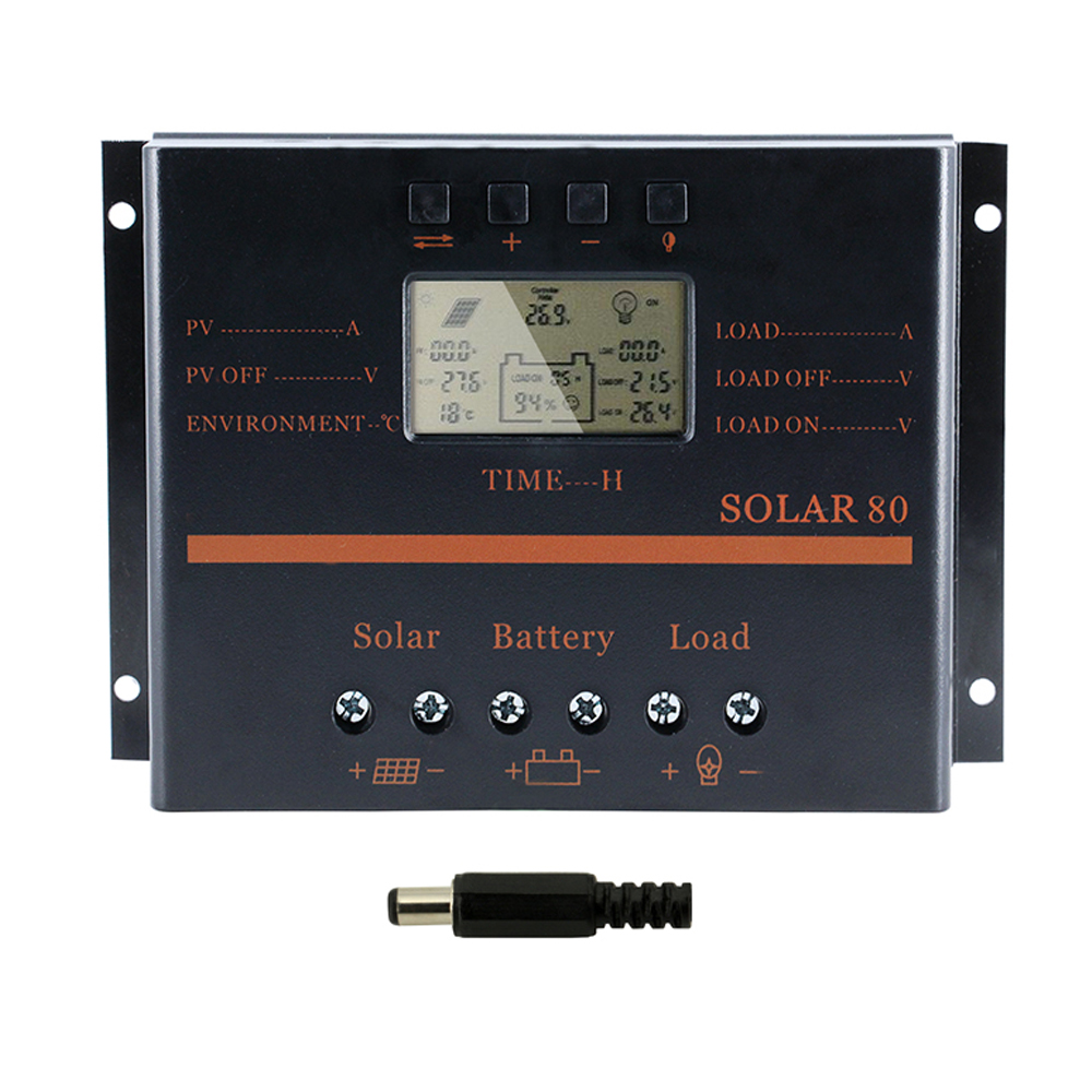 Powmr PWM 60A 80A 太阳能充放电控制器LCD液晶显示家用室内使用
